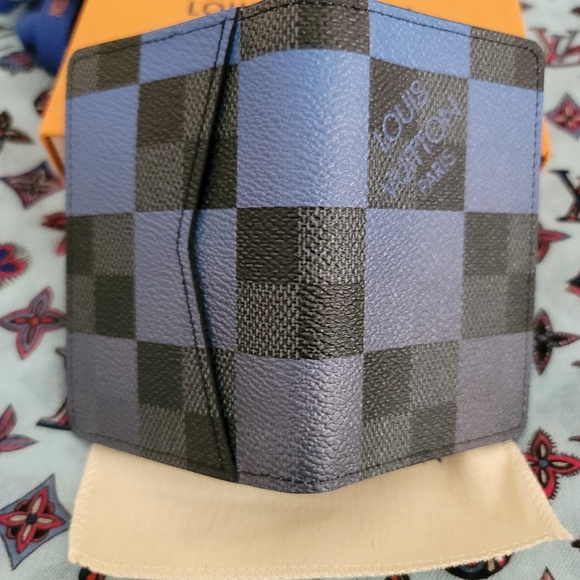 Louis Vuitton Virgil Abloh Pocket Organizer Damier Blue Graphite  Signature Stam - Picture 7 of 12
